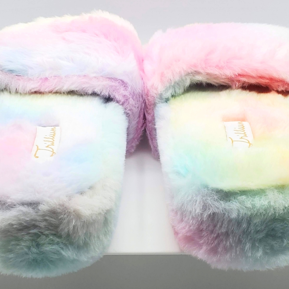 Trillium Tie Dye Furry Slide Sandals/Slippers☆Women's 9.0 - Picture 4 of 5